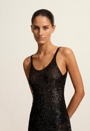 Crochet Sequins Tank Dress - Black - Matteau